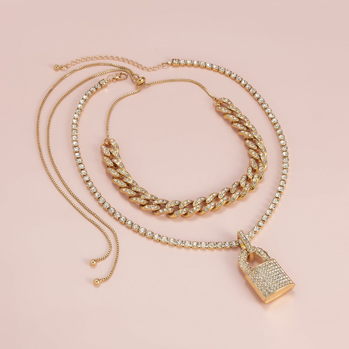 Creative Lock Design Rhinestone Clavicle Necklace for Women