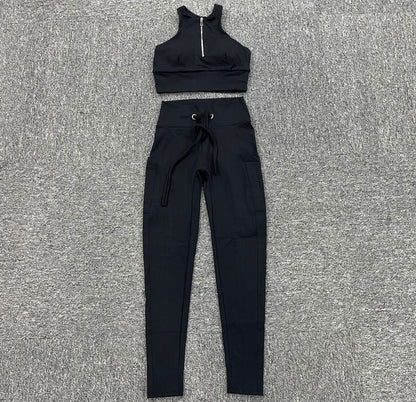 Sexy Drawstring Elastic Sports Yoga Suits for Women