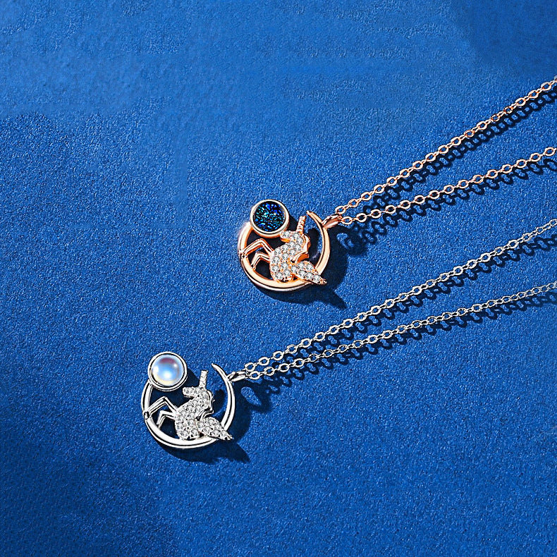 Unicorn Design Coloured Glaze Sterling Sliver Necklaces