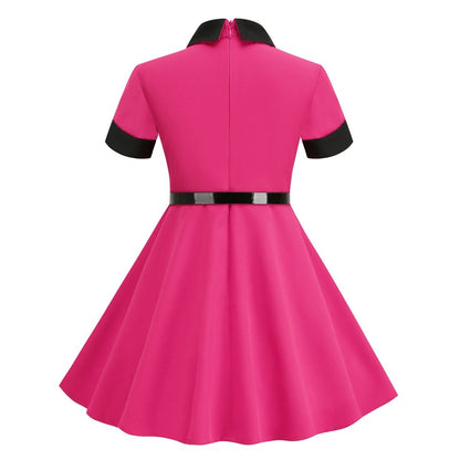 Vintage Short Sleeves Kids Dresses with Belt