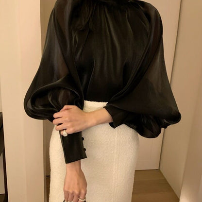 Elegant High Neck Designed Women Top Shirts