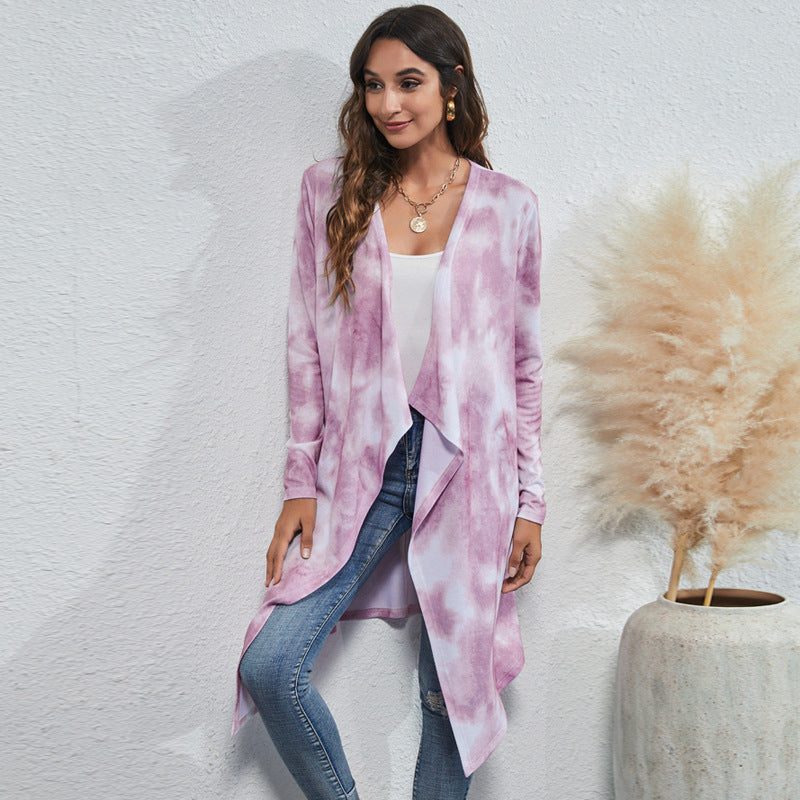 Irregular Design Dyed Long Cardigan Coats for Women