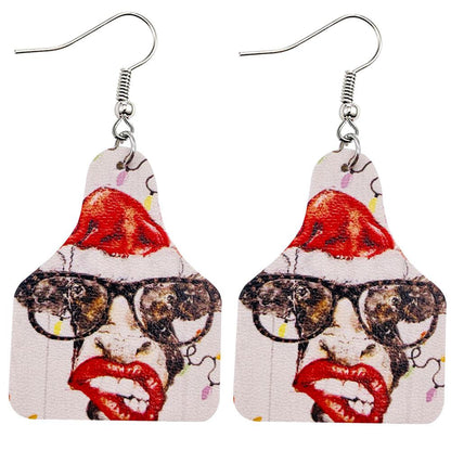 Christmas Vintage Animal Print Earrings 2 Sets