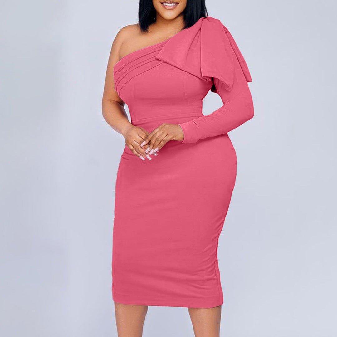 Fashion One Shoulder Sheath Women Dresses