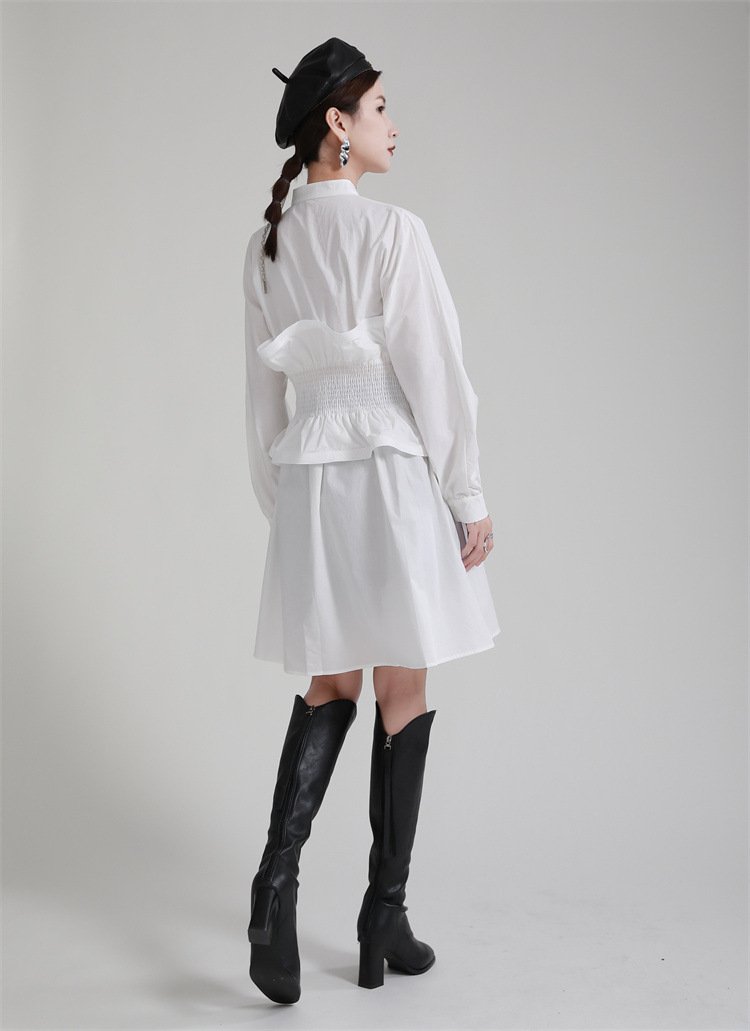 Women Ruffled Slim Waist Long Sleeves Fall Dresses