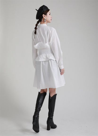 Women Ruffled Slim Waist Long Sleeves Fall Dresses
