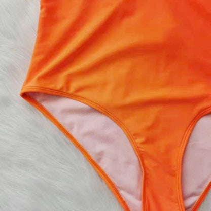 Orange Plus Sizes One Piece Wet Suits-STYLEGOING