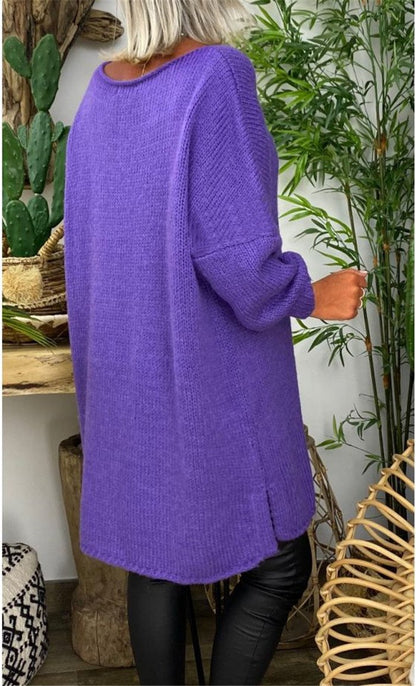 Casual Women Round Neck Knitting Loose Sweaters-STYLEGOING