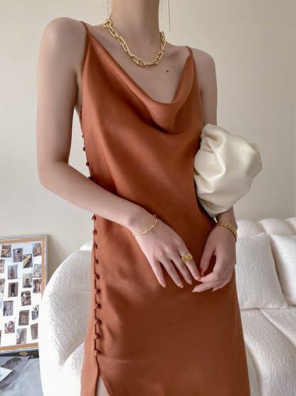 Sexy Designed Luxury Satin Sleeveless Party Dresses