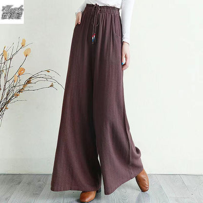 Women Linen Drawstring Summer Casual Pants-STYLEGOING
