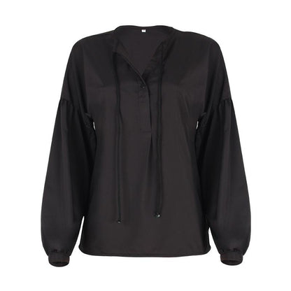 Simple Style V Neck Long Sleeves Leisure Shirts-STYLEGOING