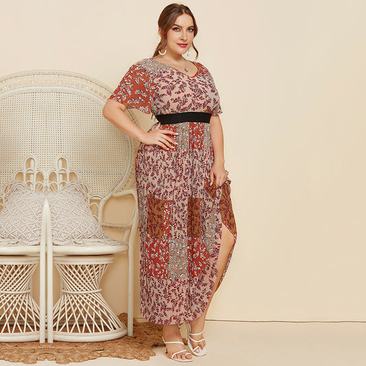 Summer Leisure Short Sleeves Women Plus Sizes Dresses