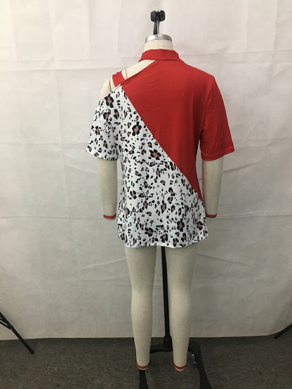Casual Leopard Print Short Sleeves T Shirts for Women