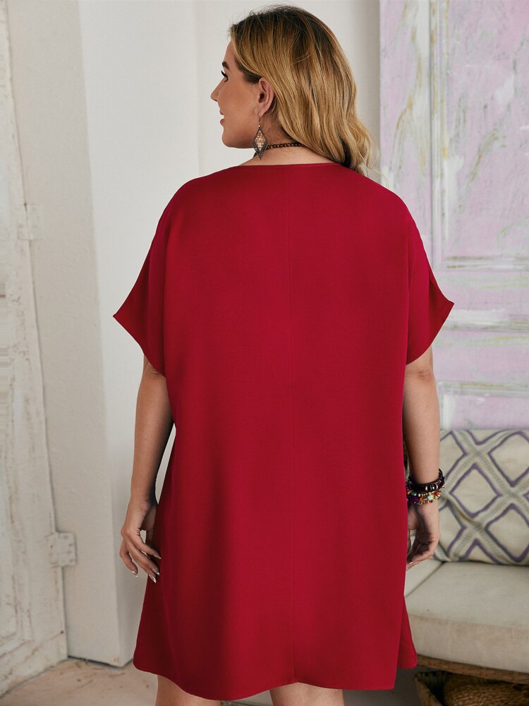 Plain Plus Sizes Women Daily Dresses