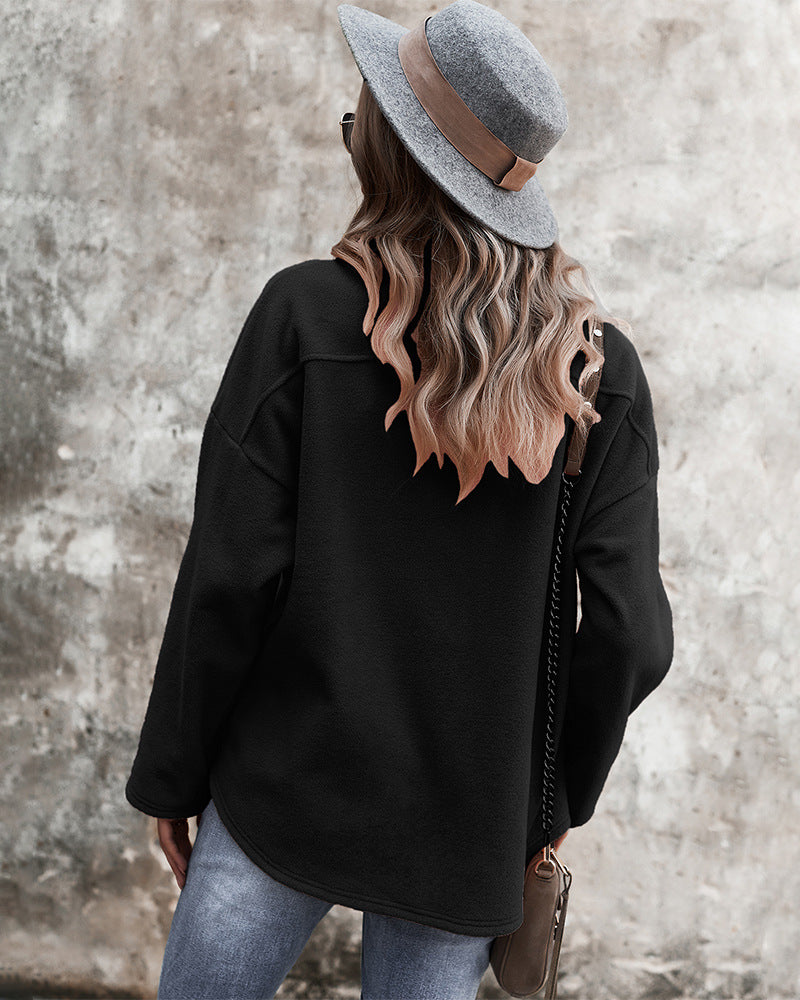 Casual Women Velvet Long Sleeves Overcoats