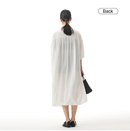 Casual Summer Puff Sleeves Women Shirt Dresses
