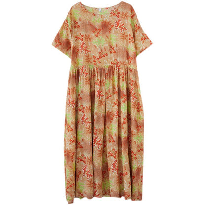 Summer Linen Plus Sizes Short Sleeves Cozy Dresses