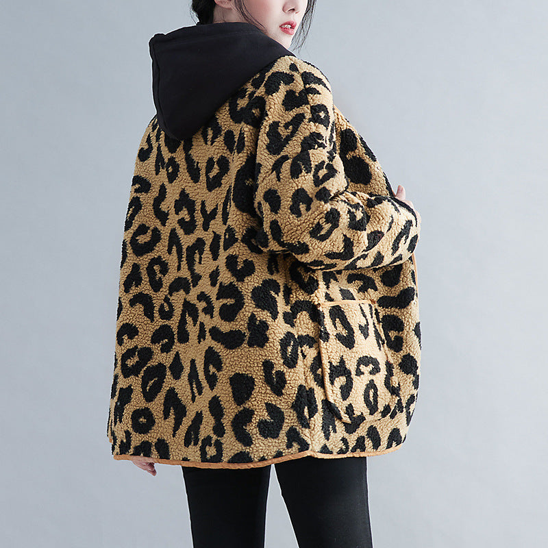 Fashion Leopard Artificial Fur Women Coats