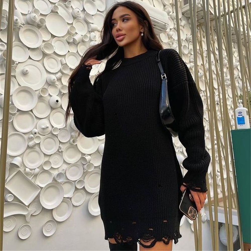 Women Plus Sizes Knitting Long Sweaters