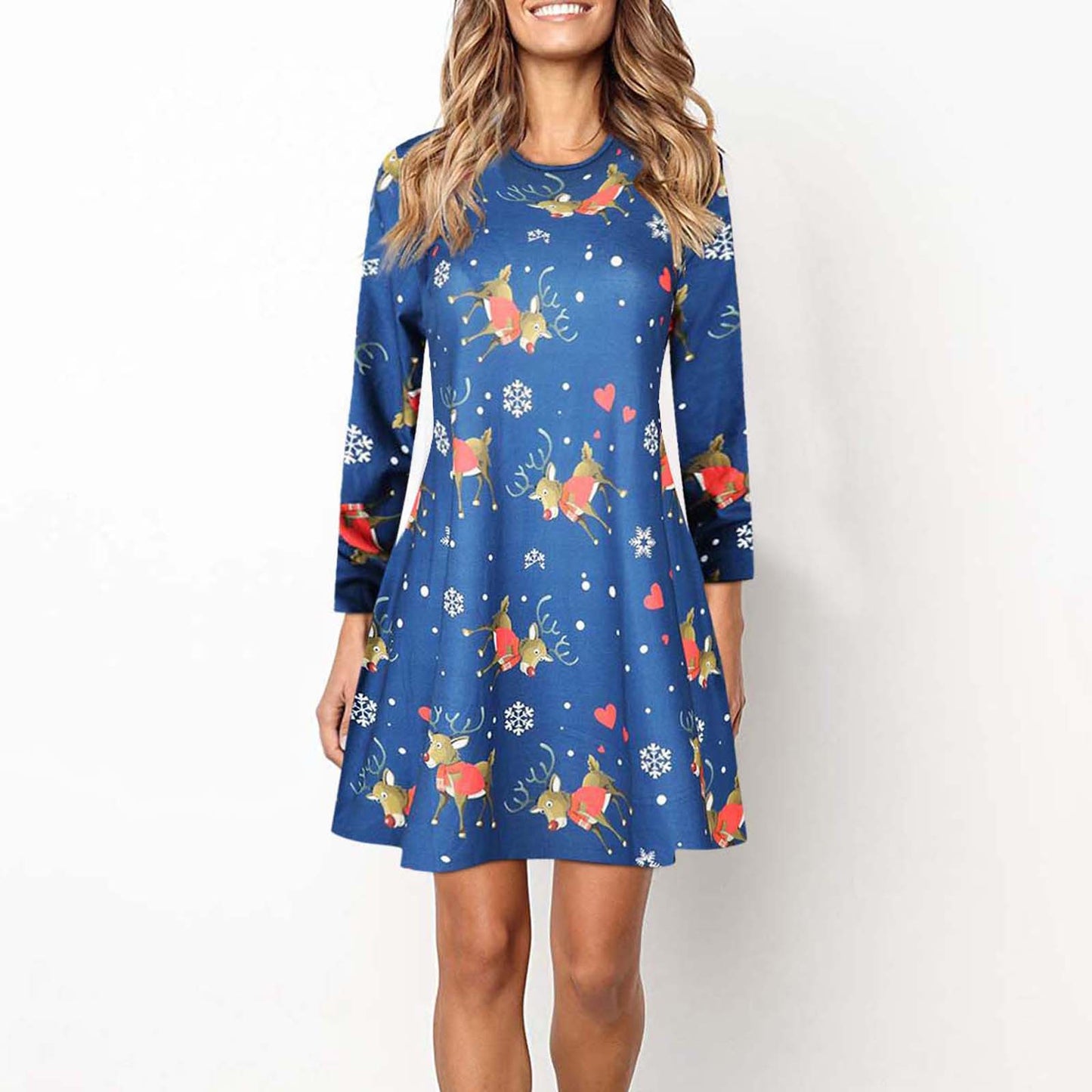 Merry Christmas Santa Claus Women Long Sleeves Dresses