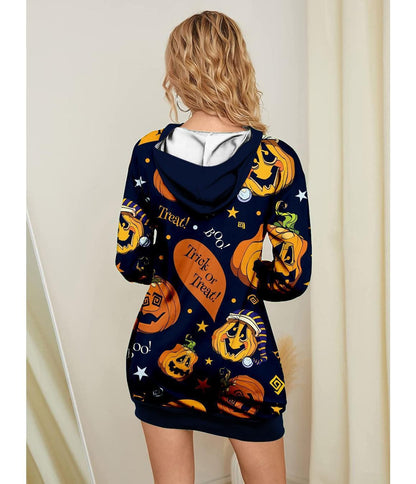 Halloween Pumpkin Design Pullover Hoodies for Women