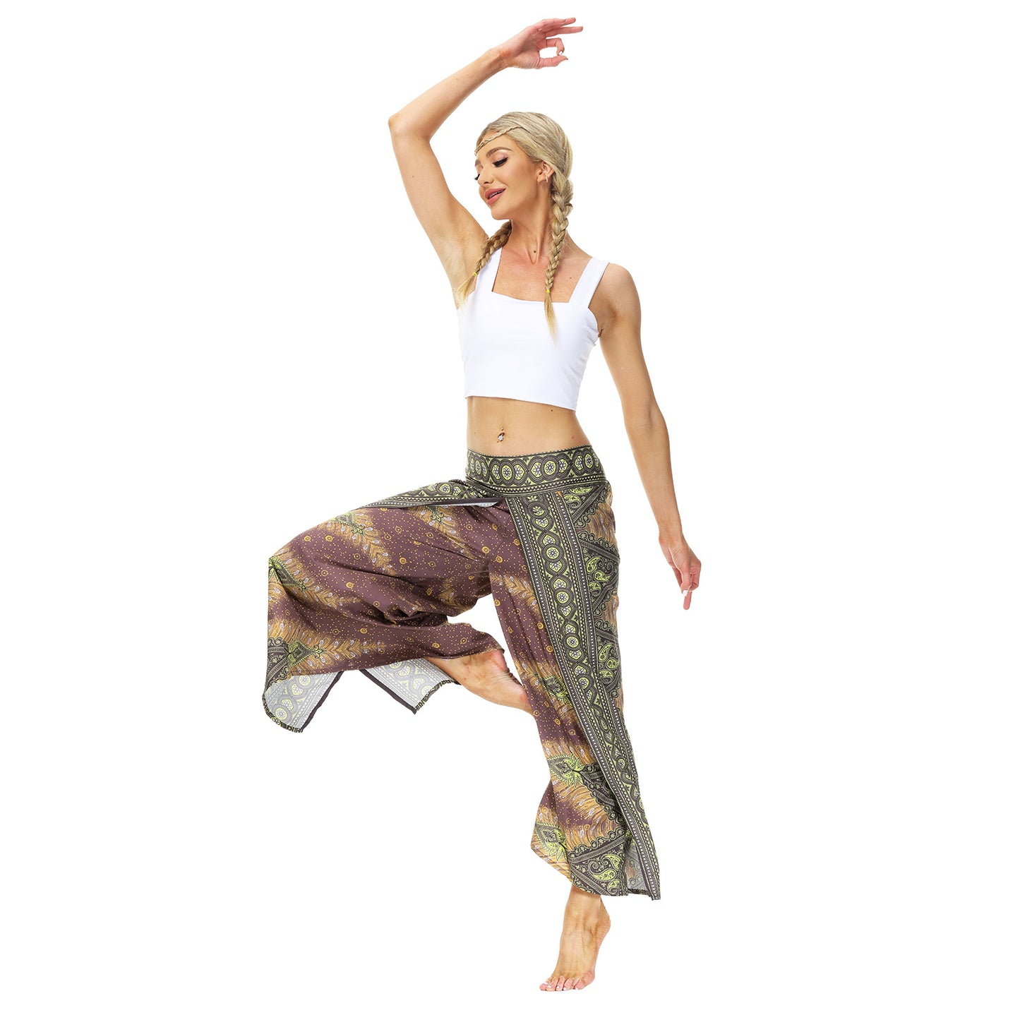 Casual Floral Print Women Yoga Loose Pants