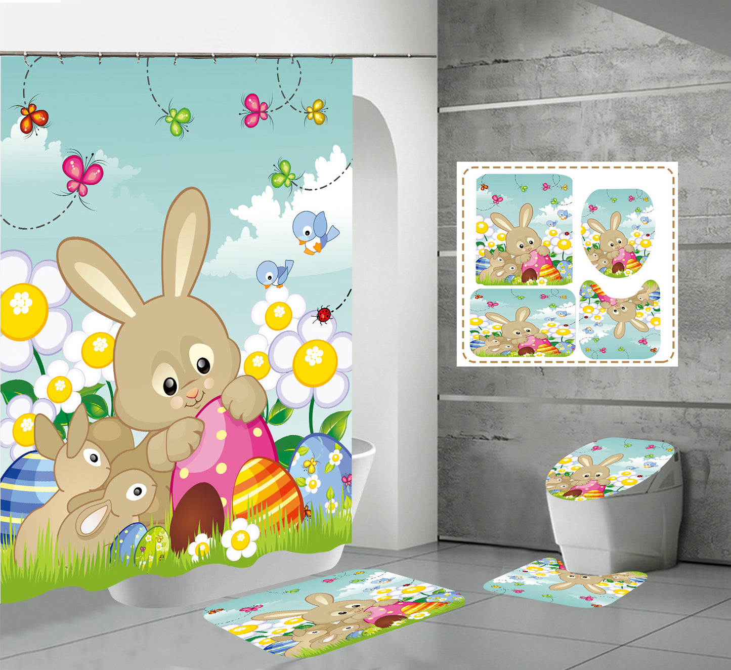 Happy Easter Day Shower Curtain Sets