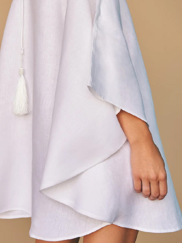 White A Line Mini Bat Dresses