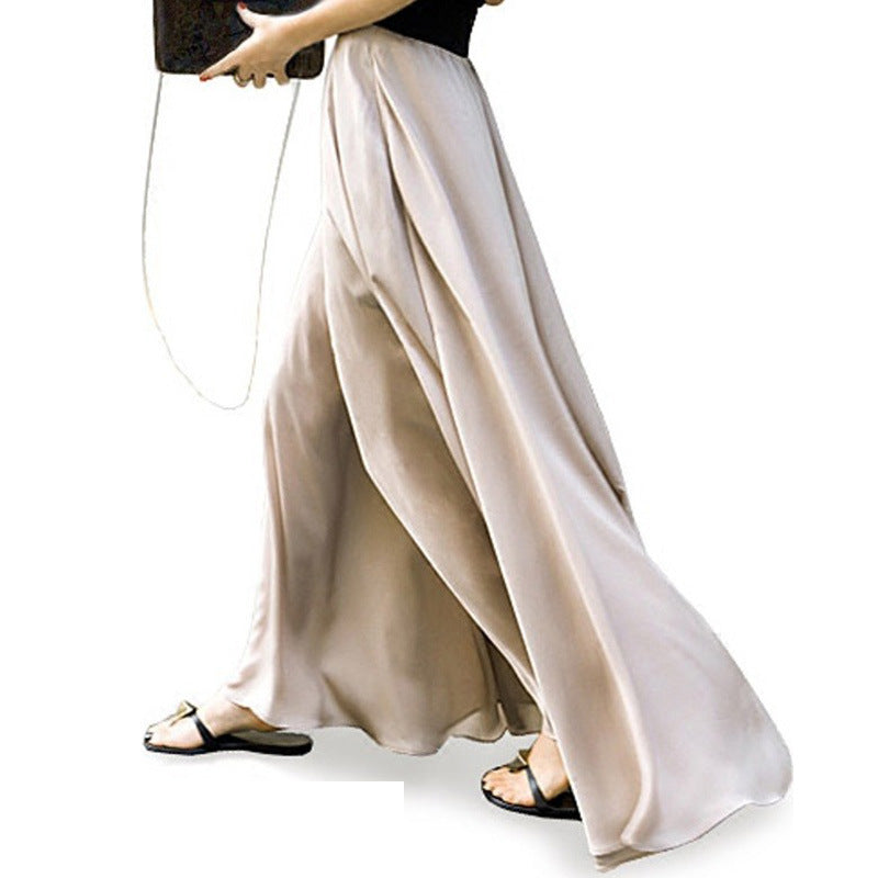 Women High Waist Satin Chiffon Casual Pants