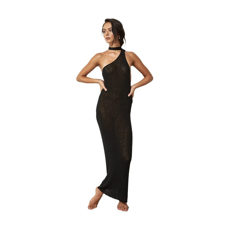 Sexy Halter Backless Knitted Long Dresses