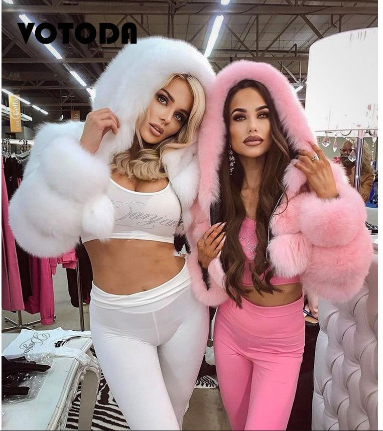 Fashion Artificial Faux Fur Short Overcoats for Women