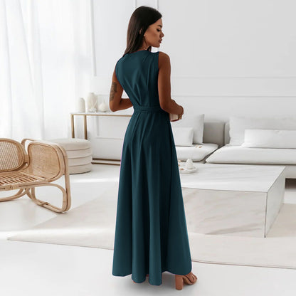 Simple Design V Neck Long Evening Party Dresses