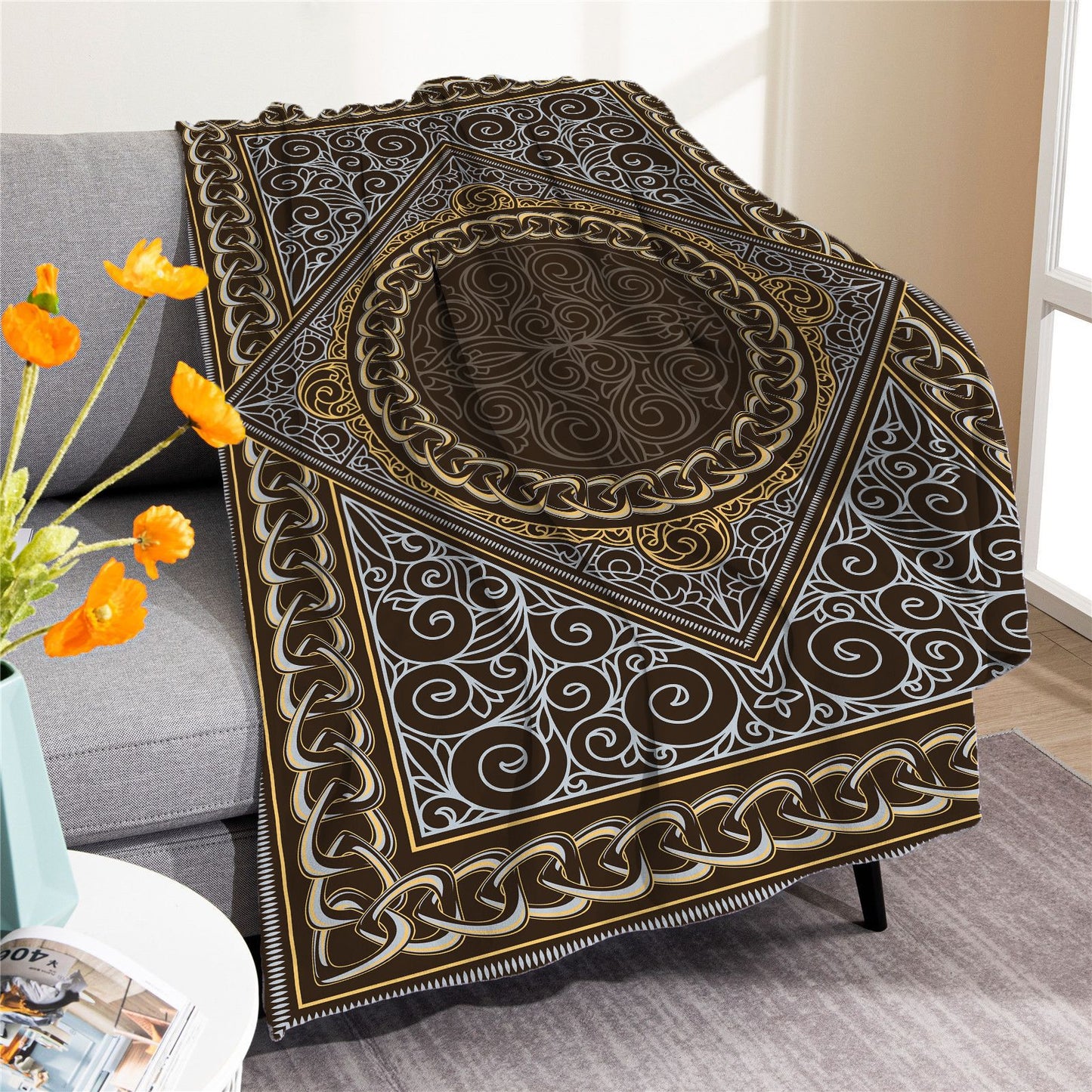 Vintage Boho Fleece Throw Blankets