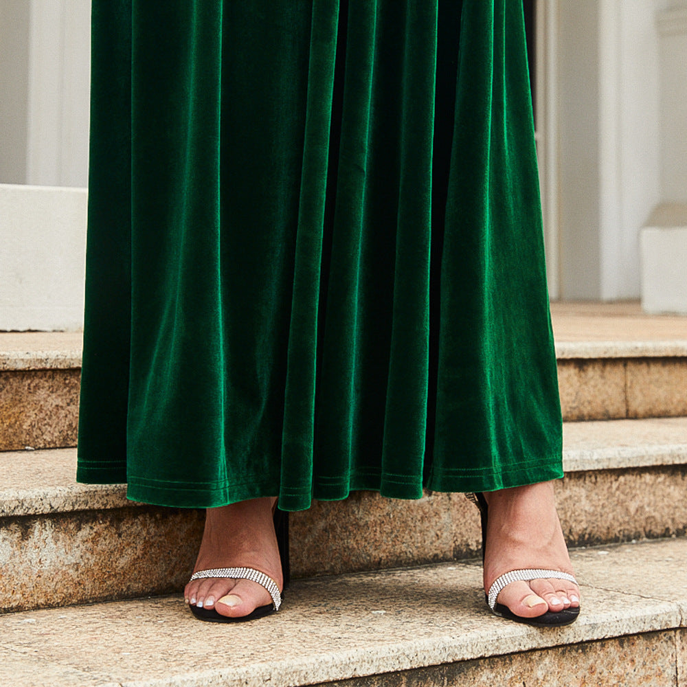 Elegant Velvet Long Sleeves Dresses