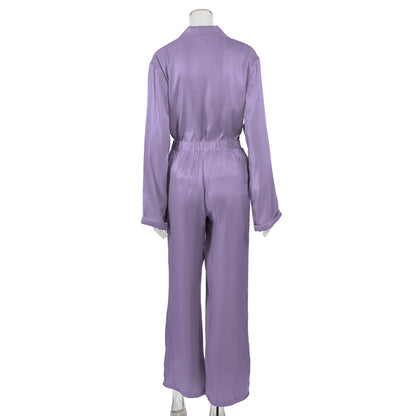 Classy Casual Women Long Sleeves Shirts and Wide Leg Pants