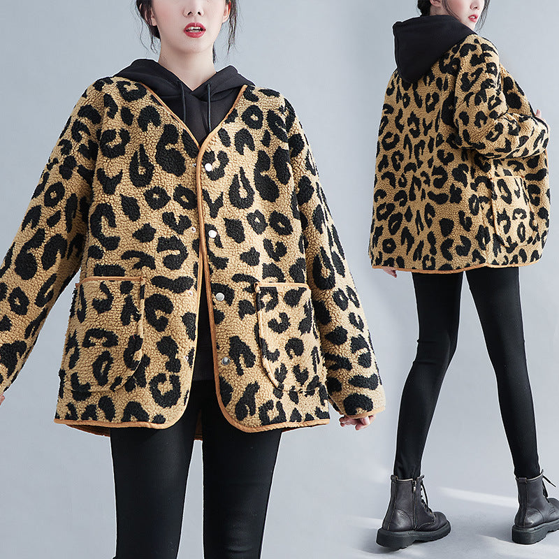 Fashion Leopard Artificial Fur Women Coats