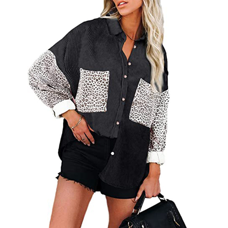 Casual Leopard Design Women Long Sleeves Shirts