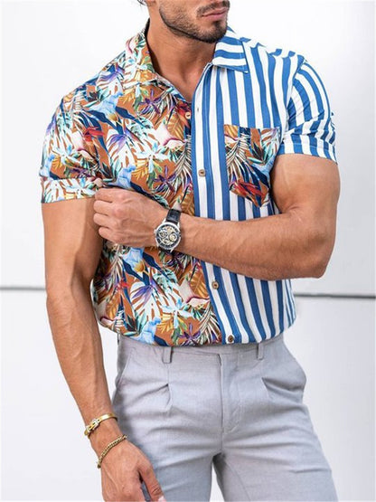 Summer Beach Striped Men's Short Sleeves T Shirts