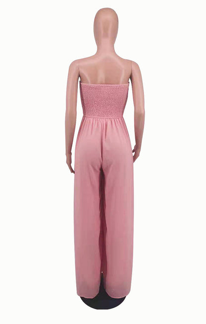 Sexy Strapless High Waist Chiffon Summer Jumpsuits