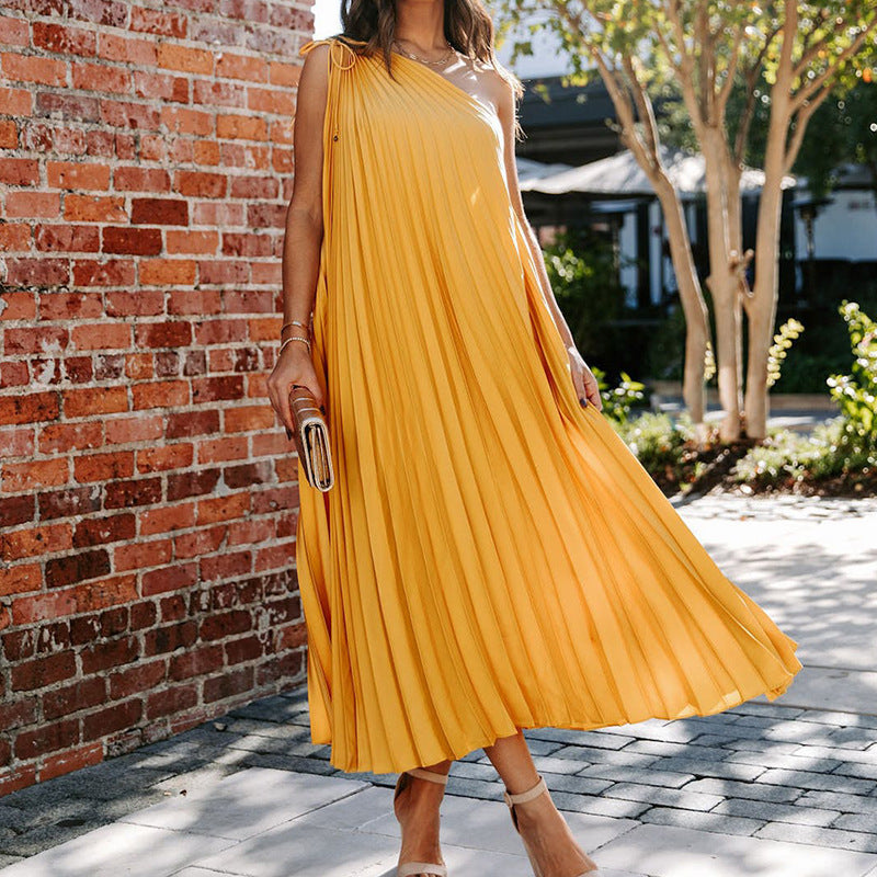 Casual One Shoulder Sleeveless Summer Long Dresses
