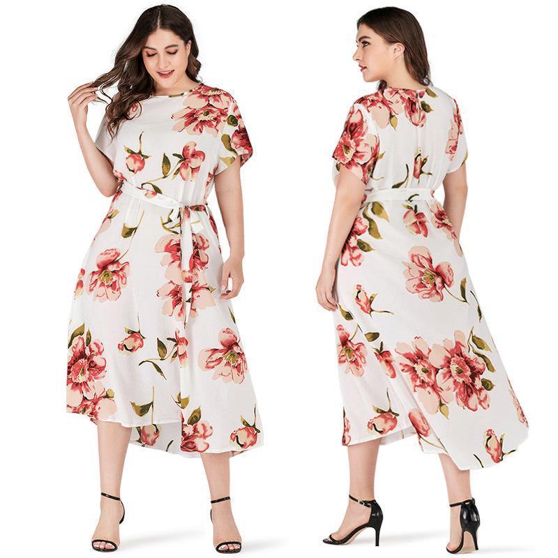 Plus Sizes Short Sleeves Long Dresses-STYLEGOING