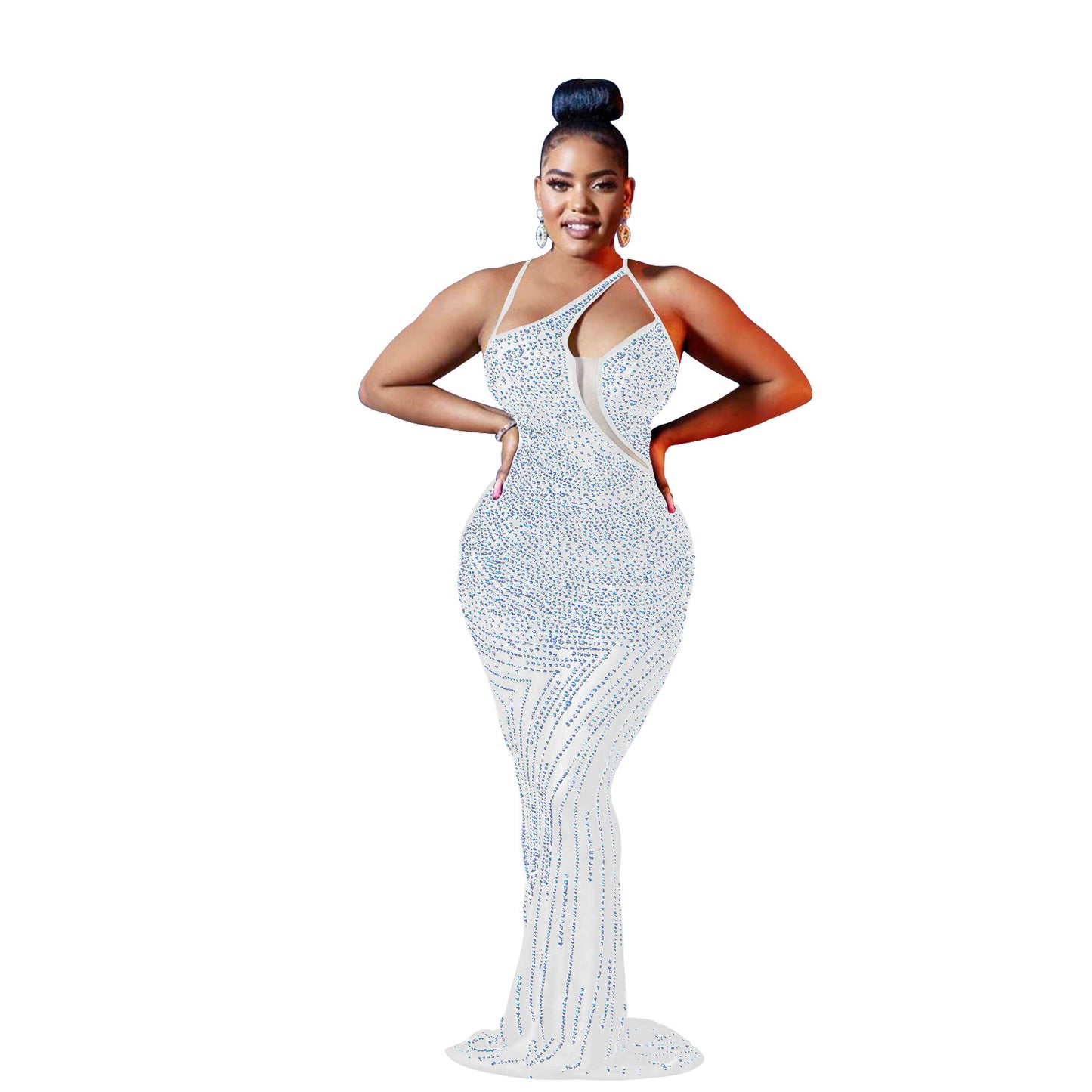 Sexy Diamond Sleeveless Long Evening Party Dresses