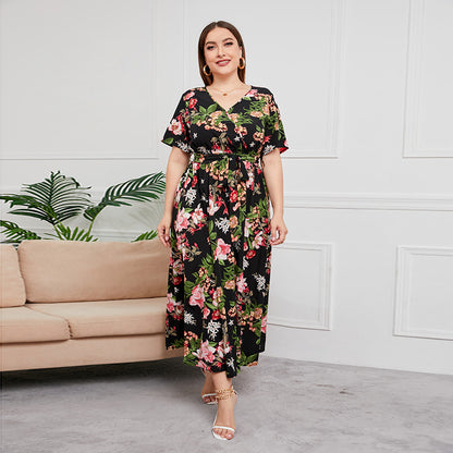 Women Floral Print Plus Sizes Dresses