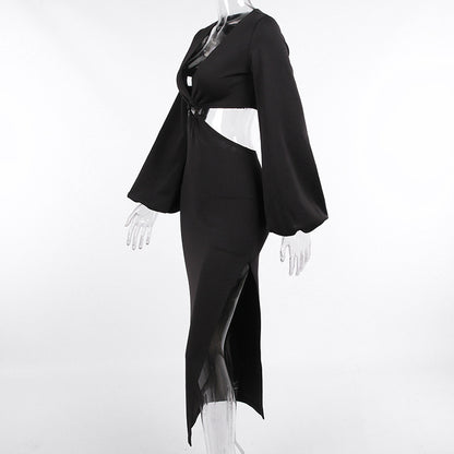 Sexy Long Sleeves Waist Baring Party Dresses