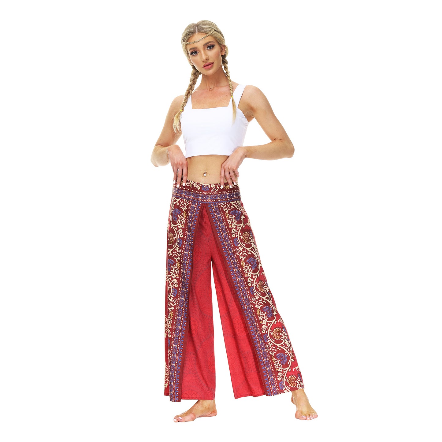 Casual Floral Print Women Yoga Loose Pants