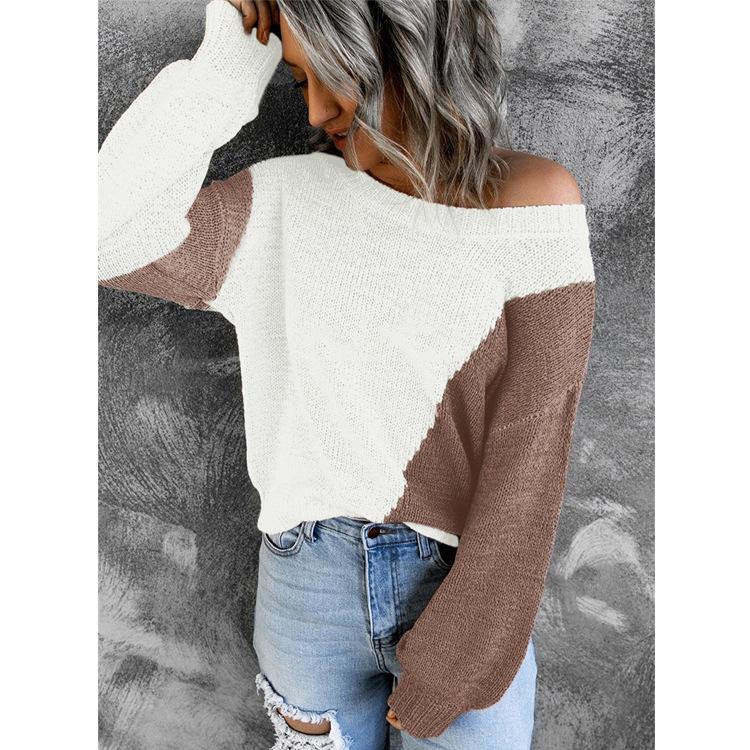 Women Knitting Irregular One Shoulder Sweaters-STYLEGOING