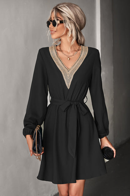 Fashion V Neck Long Sleeves Mini Dresses