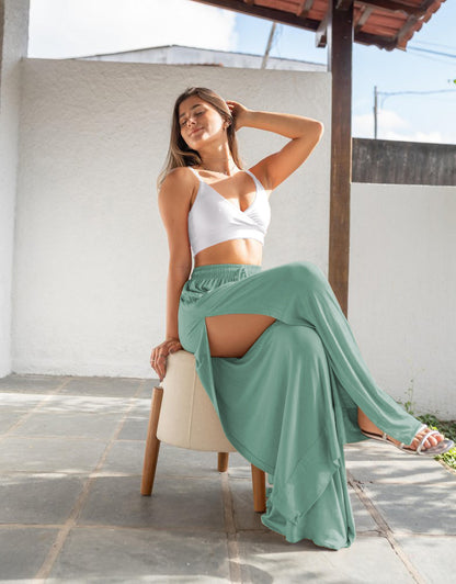 Casual Side Split Women Summer Pants
