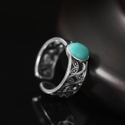 Antique Hollow Out Flower Design Silver Rings for Women