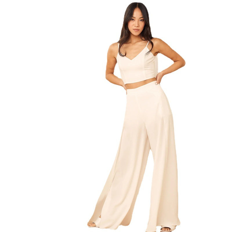 Sexy Women Summer High Waist Tops and Wide Leg Pants